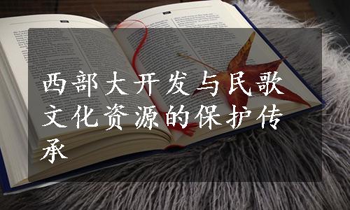 西部大开发与民歌文化资源的保护传承