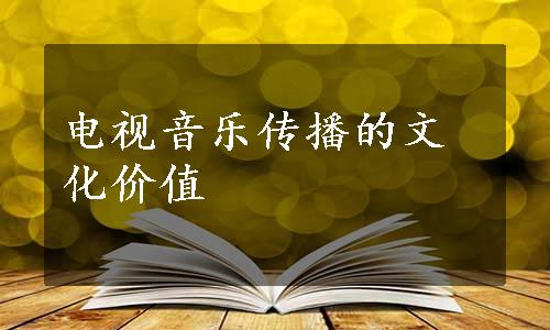 电视音乐传播的文化价值