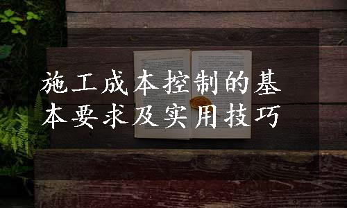 施工成本控制的基本要求及实用技巧