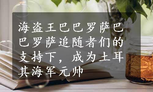 海盗王巴巴罗萨巴巴罗萨追随者们的支持下，成为土耳其海军元帅