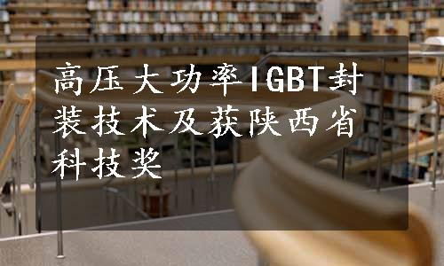 高压大功率IGBT封装技术及获陕西省科技奖