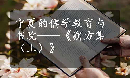 宁夏的儒学教育与书院——《朔方集（上）》