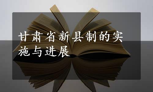 甘肃省新县制的实施与进展