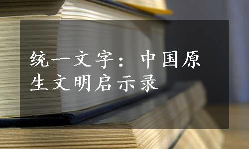 统一文字：中国原生文明启示录