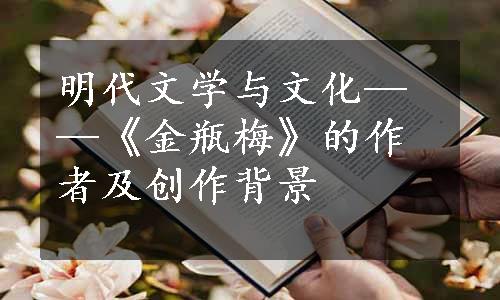 明代文学与文化——《金瓶梅》的作者及创作背景