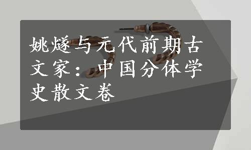 姚燧与元代前期古文家：中国分体学史散文卷