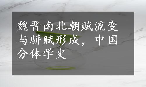 魏晋南北朝赋流变与骈赋形成，中国分体学史