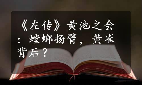 《左传》黄池之会：螳螂扬臂，黄雀背后？