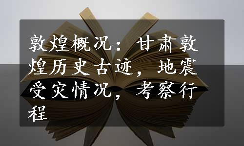 敦煌概况：甘肃敦煌历史古迹，地震受灾情况，考察行程