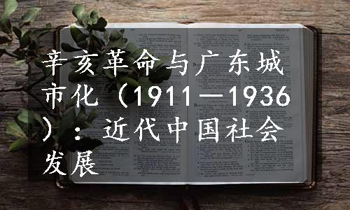 辛亥革命与广东城市化（1911－1936）：近代中国社会发展