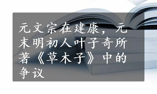 元文宗在建康，元末明初人叶子奇所著《草木子》中的争议