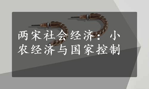 两宋社会经济：小农经济与国家控制