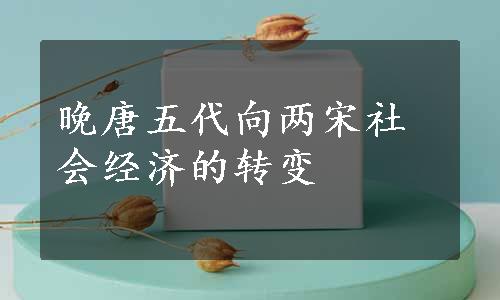 晚唐五代向两宋社会经济的转变