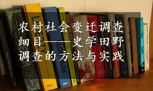 农村社会变迁调查细目——史学田野调查的方法与实践