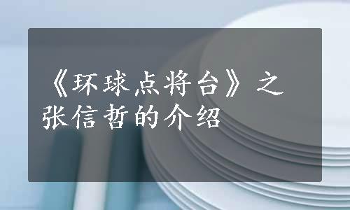 《环球点将台》之张信哲的介绍