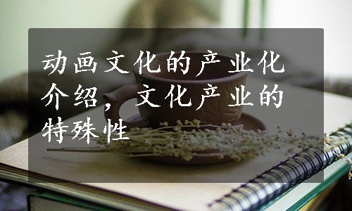 动画文化的产业化介绍，文化产业的特殊性