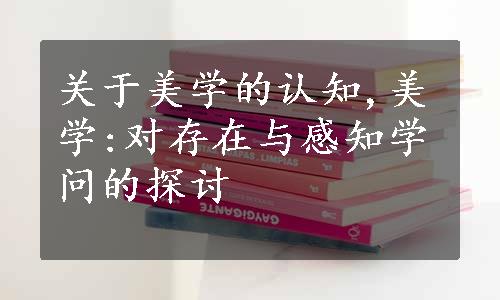 关于美学的认知,美学:对存在与感知学问的探讨