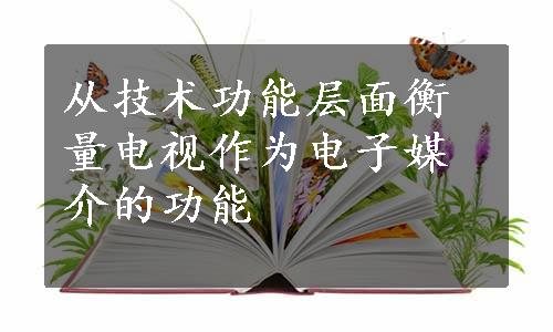 从技术功能层面衡量电视作为电子媒介的功能