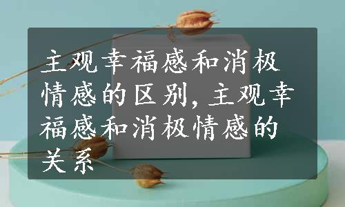 主观幸福感和消极情感的区别,主观幸福感和消极情感的关系