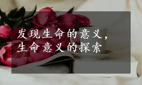 发现生命的意义，生命意义的探索