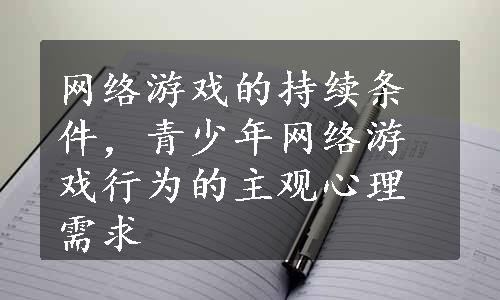 网络游戏的持续条件，青少年网络游戏行为的主观心理需求