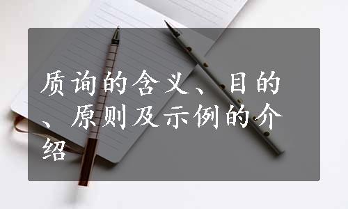 质询的含义、目的、原则及示例的介绍