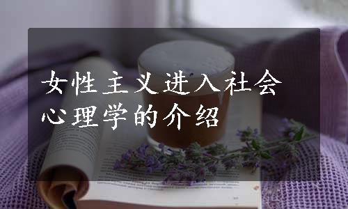 女性主义进入社会心理学的介绍