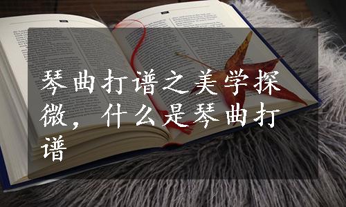 琴曲打谱之美学探微，什么是琴曲打谱