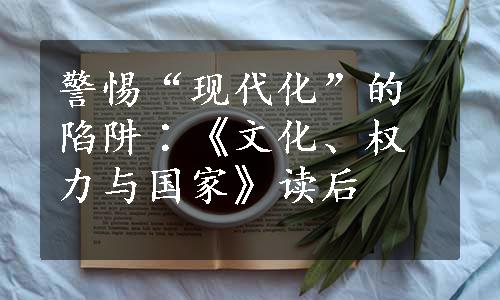 警惕“现代化”的陷阱∶《文化、权力与国家》读后