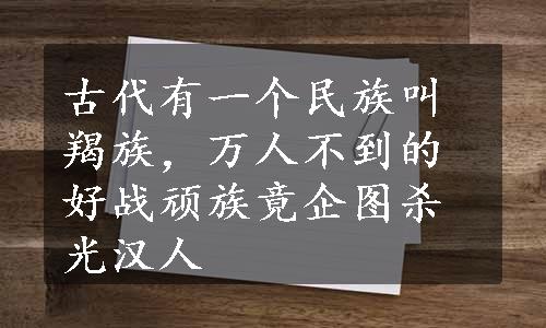 古代有一个民族叫羯族，万人不到的好战顽族竟企图杀光汉人