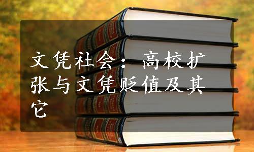 文凭社会：高校扩张与文凭贬值及其它