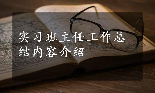 实习班主任工作总结内容介绍