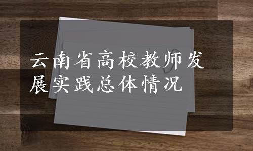 云南省高校教师发展实践总体情况