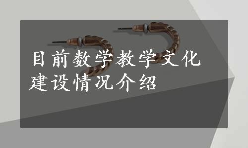 目前数学教学文化建设情况介绍