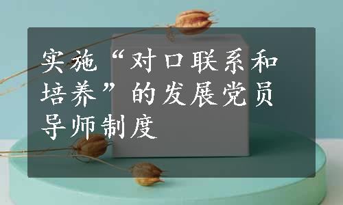 实施“对口联系和培养”的发展党员导师制度