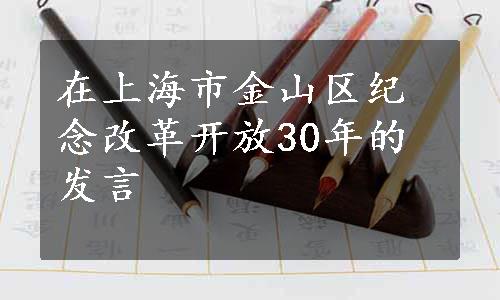 在上海市金山区纪念改革开放30年的发言