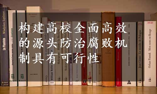 构建高校全面高效的源头防治腐败机制具有可行性