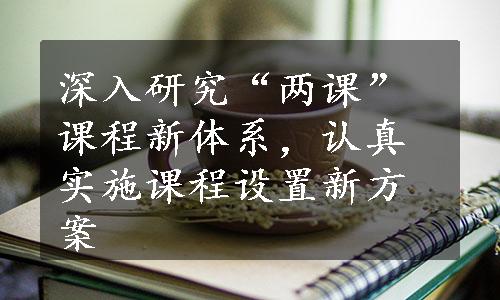 深入研究“两课”课程新体系，认真实施课程设置新方案