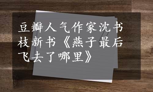 豆瓣人气作家沈书枝新书《燕子最后飞去了哪里》