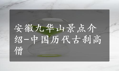 安徽九华山景点介绍-中国历代古刹高僧