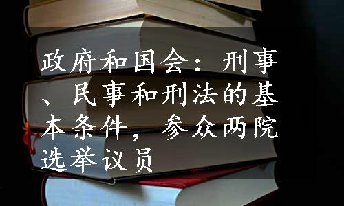 政府和国会：刑事、民事和刑法的基本条件，参众两院选举议员