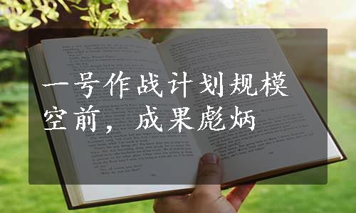 一号作战计划规模空前，成果彪炳