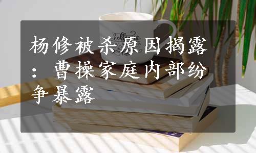 杨修被杀原因揭露：曹操家庭内部纷争暴露