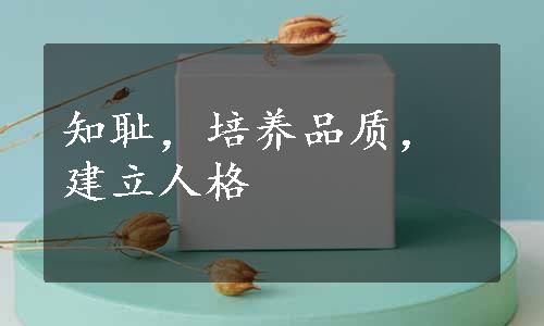 知耻，培养品质，建立人格