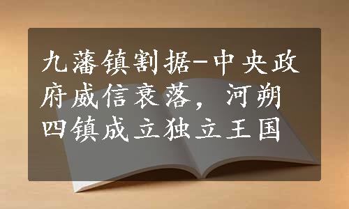 九藩镇割据-中央政府威信衰落，河朔四镇成立独立王国