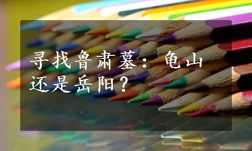 寻找鲁肃墓：龟山还是岳阳？