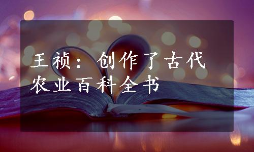 王祯：创作了古代农业百科全书