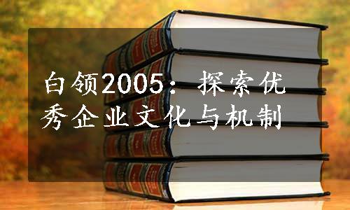 白领2005：探索优秀企业文化与机制