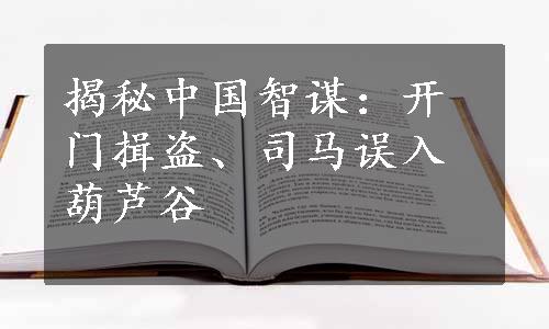 揭秘中国智谋：开门揖盗、司马误入葫芦谷