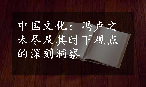 中国文化：冯卢之未尽及其时下观点的深刻洞察